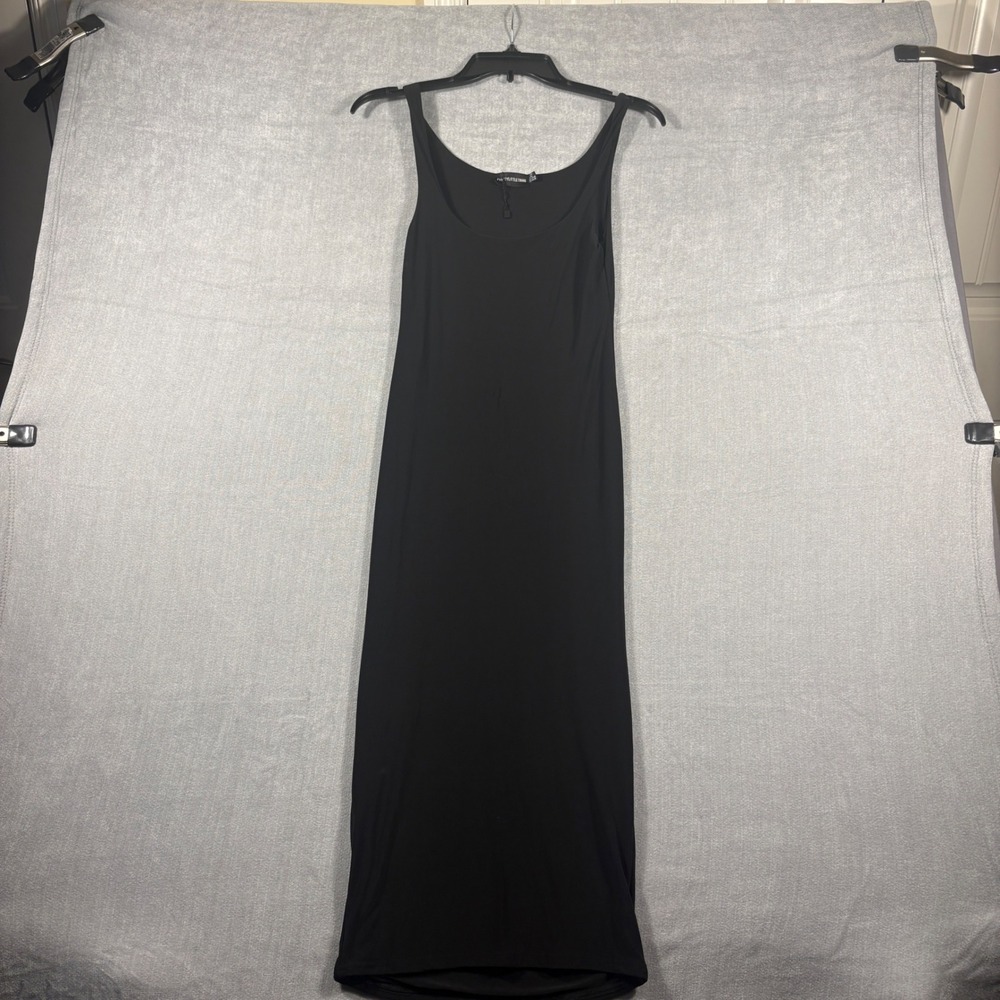 PrettyLittleThing Black Scoop Neck Bodycon Maxi Dress Size 6 Stretch Minimalist